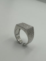 Impero - Textured Signet Ring (Silver)